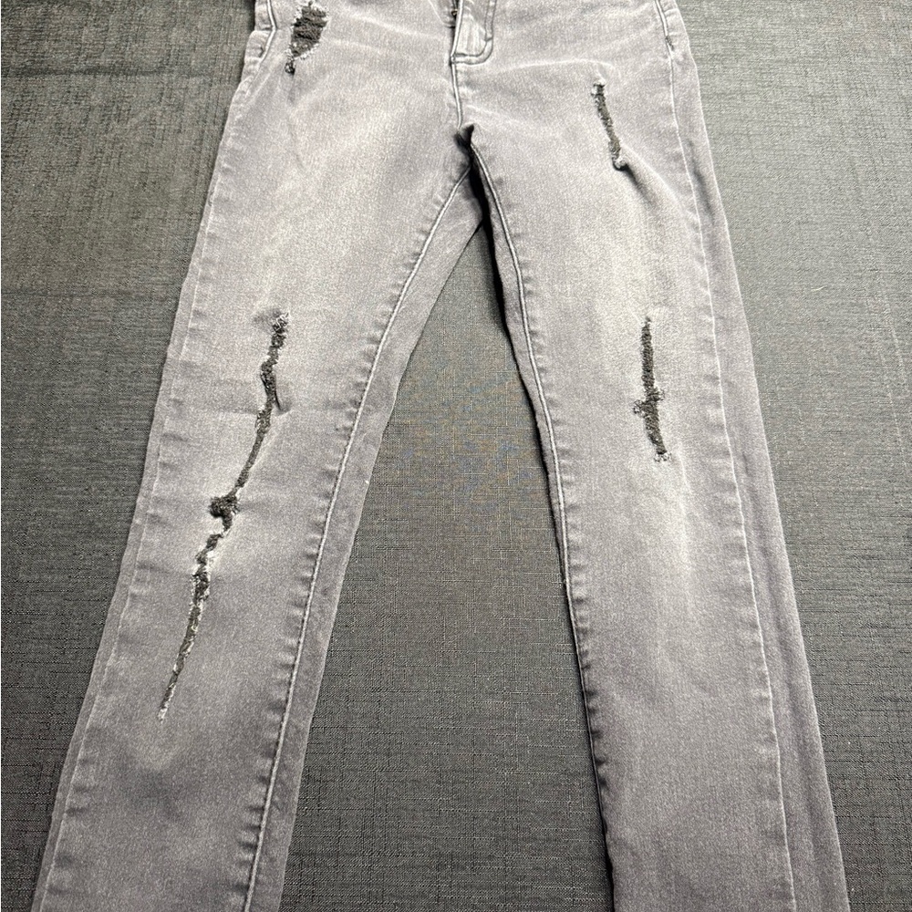 Levi's Gray Distressed Straight-Leg Jeans